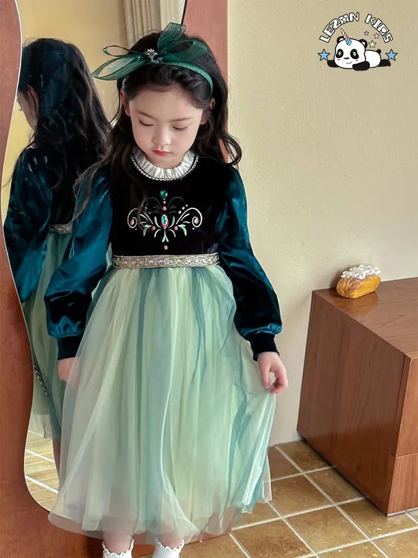 LEZONKIDS - 2023 Vestido de Tule de Seda de Princesa para Bebê Menina Super Vendido, Vestido Tutu Quente Verde para Meninas Pequenas